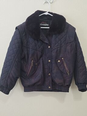 Snuggler‎ Ladie's Quilted Faux-Fur Collar Ski Jacket in Dark Navy